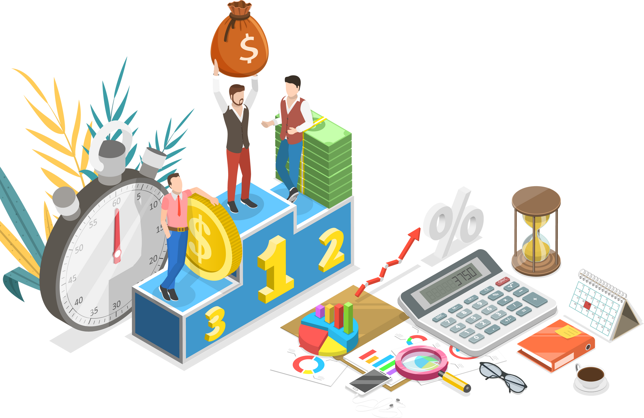 3D Isometric Flat Conceptual Illustration of CLV - Customer Lifetime Value